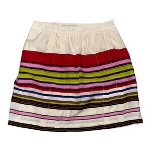 LOFT Striped Mini Skirt Womens 0P Multicolor Excellent Pleated High Waist